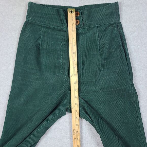Vtg 70s Womens Sears JR. Bazaar Corduroy Bell Bottom Flare Green Pants Sz 26x31 - Picture 13 of 13